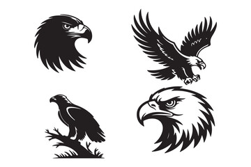 Set of eagles silhouettes Design element for label, emblem, sign, poster, t shirt. Vector image design