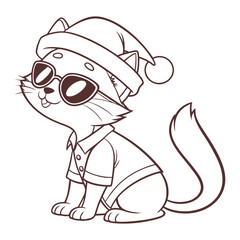 A cute and happy cartoon cat character with a funny smile and simple animal head design