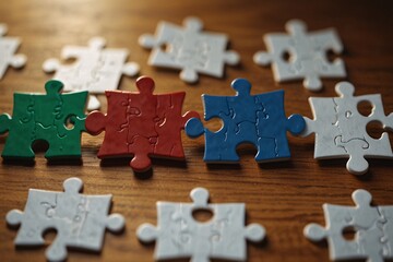 Puzzle Pieces Being Connected in a Symbolic Moment