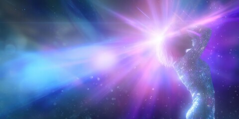 Person Dancing in Reflective Silver Bodysuit Under Lasers and Fog for Futuristic Club Scene