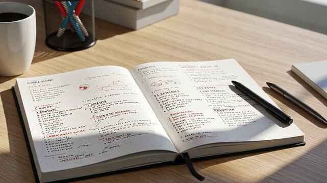 Open Planner on Desk in Sunlight