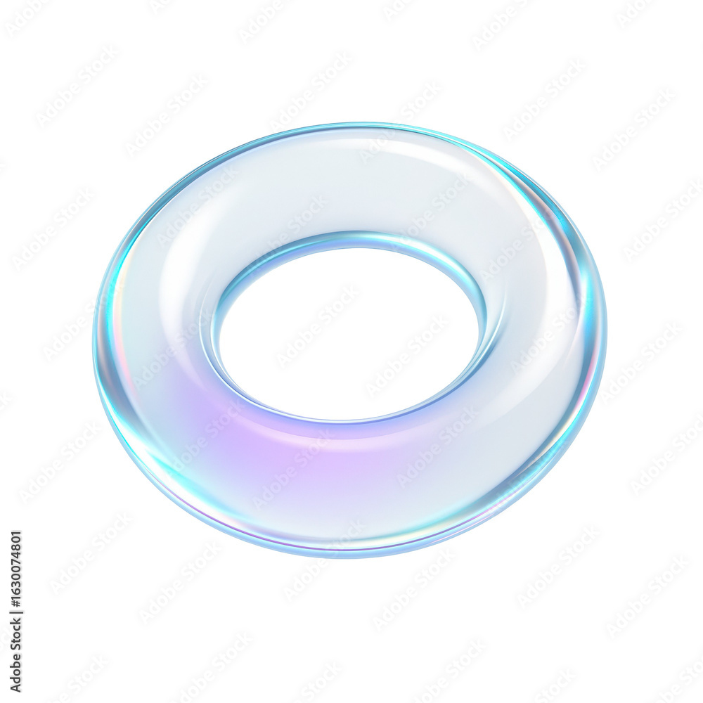 Poster glossy transparent bubble icon reflecting light with soft colors, representing playfulness and creat