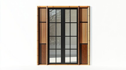 Obraz premium Elegant interior door with bamboo frame and glass panels showcase refined craftsmanship