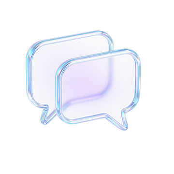 translucent 3d  overlapping chat bubbles in a transparent style representing digital communication and conversation clarity with a modern touch