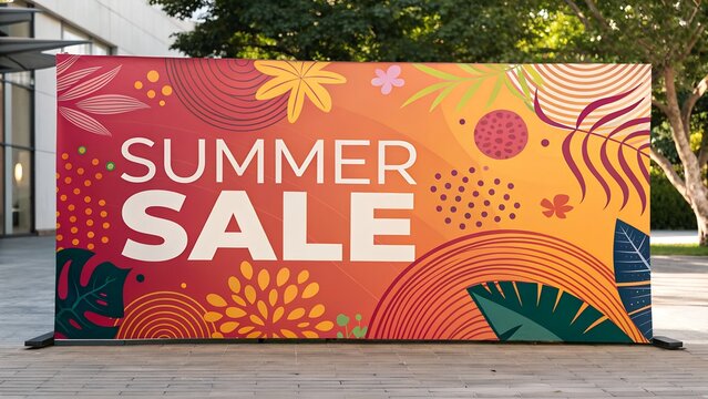 Vibrant summer sale banner with abstract design for a visually appealing poster