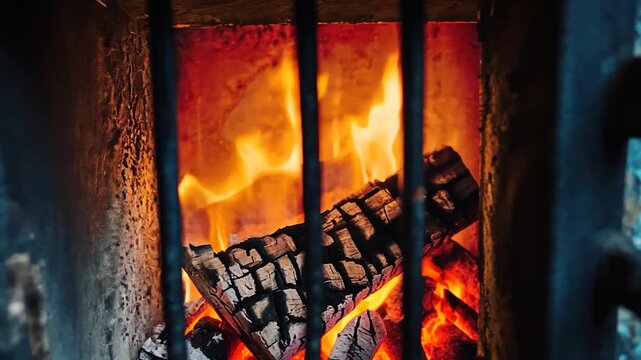 Burning wood in a metal firebox