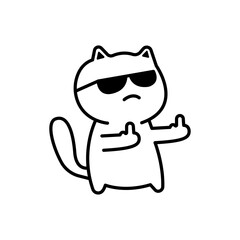 cat middle finger isolated on a white background