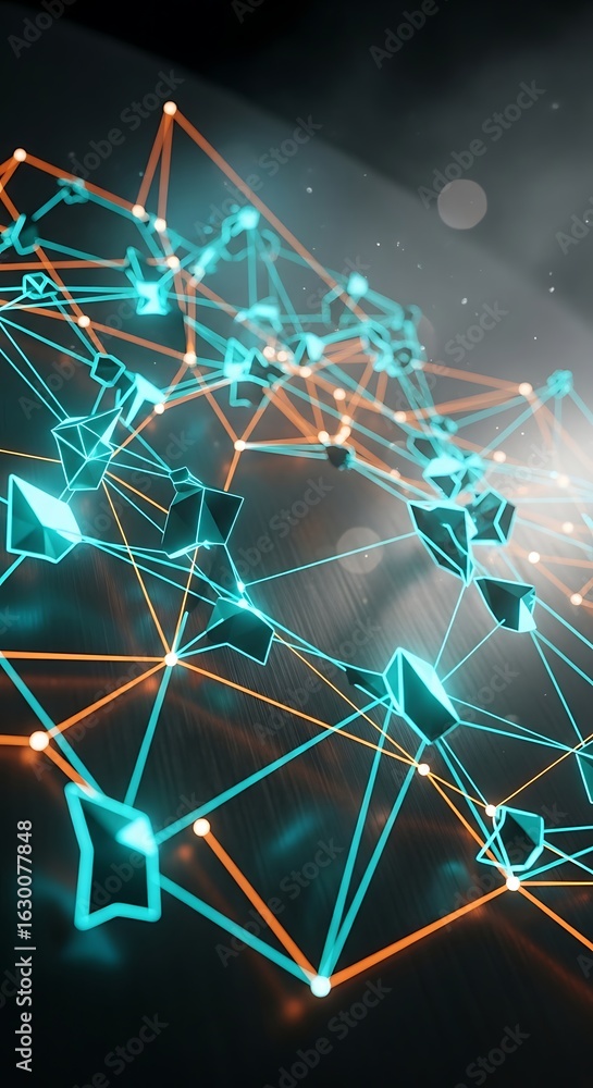 Poster geometric network structure abstract technology digital art visualization