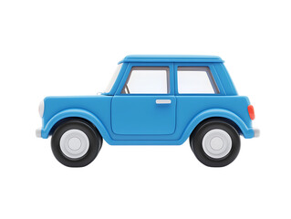 Blue toy car isolated on transparent background