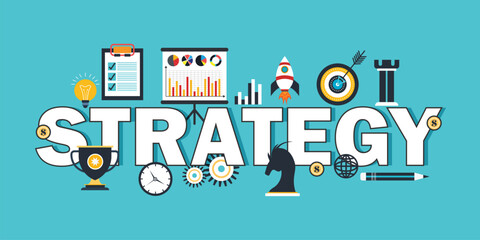 Strategy word concept banner. Modern vector concept of word strategy for website and mobile website banner