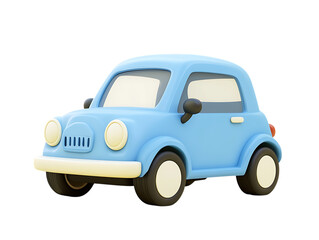 Cute blue cartoon car isolated on transparent background