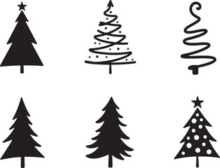 Obraz premium Festive Christmas trees in a playful minimalist design for holiday cheer