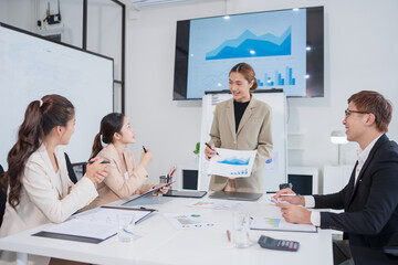Group of business people are having a meeting at the office.