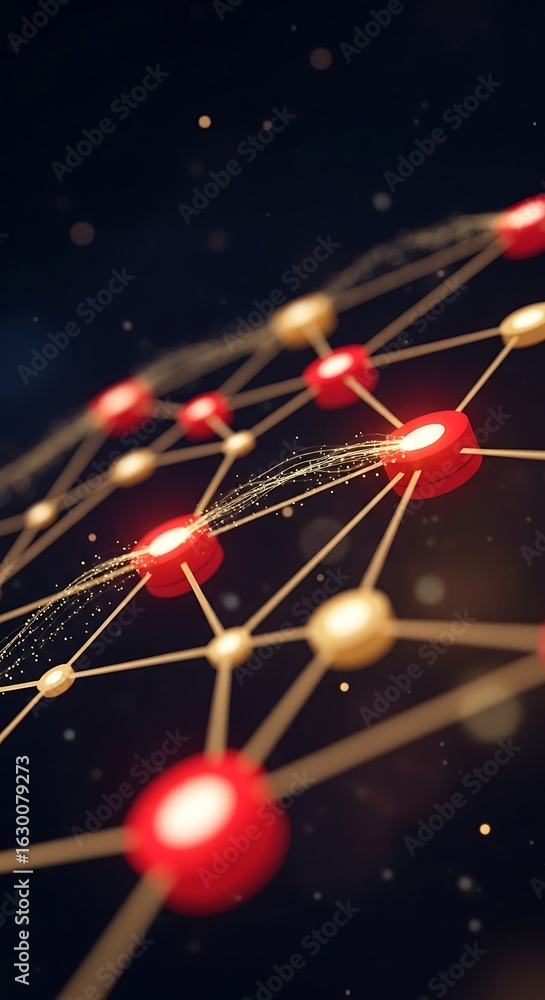 Poster abstract network connections glowing nodes spheres lines data flow digital network structure futuris