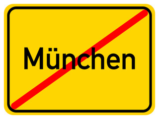 Illustration of a city exit sign for the city of München