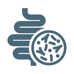 Intestines with microbiota vector icon. Guts or intestine and bowels with bacterium or microflora. 