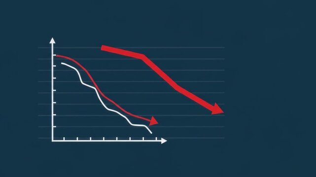 Dramatic Market Decline: Red and White Line Graph Shows Sharp Downturn, Economic Crisis Visual