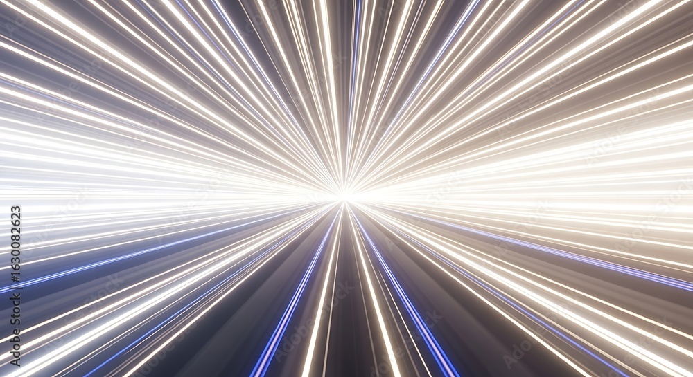 Poster abstract light trails converge toward a central point, creating a sense of speed and motion.