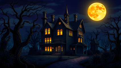 halloween background with castle