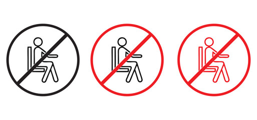 Do not sit here Sign / Caution sign vector illustration, Not sit here icon or symbol isolated black background.