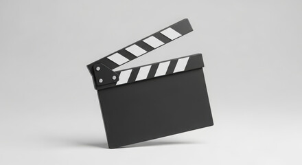 Fototapeta premium Ai generated image of black movie clapperboard with white stripes isolated on white background