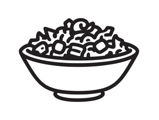 Tasty burrito bowl sketch in minimal line art