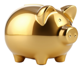 PNG A piggy bank gold white background representation.