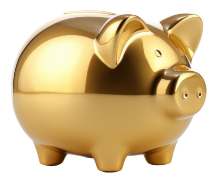PNG A piggy bank gold white background representation. - Powered by Adobe