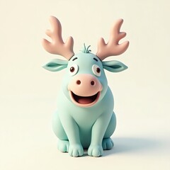 Fototapeta premium A friendly cartoon moose with playful grin