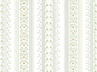Delicate floral vine pattern with vertical stripes on a subtle textured cream background creating a vintage wallpaper aesthetic