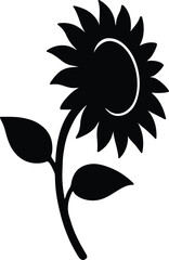 Silhouette sunflower with leaves simple botanical floral vector illustrator