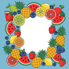 Summer Fruit Frame, Tropical Food Border