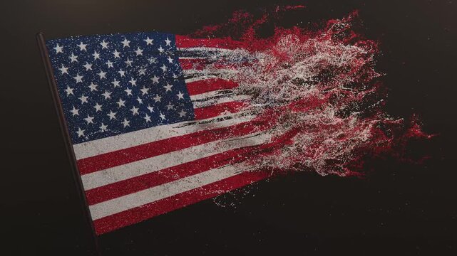 Particle flag animation of America. United State flag animation. Motion particle flag stock video