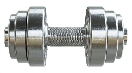 Fototapeta premium Chrome dumbbell, isolated on white background