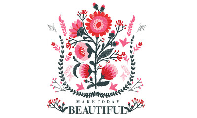 Flower embroidery design for t shirt and others.