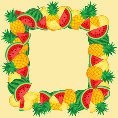 Pineapple and Watermelon Frame, Summer Fruit Border