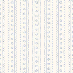 Hand drawn regency striped seamless pattern with a charming whimsical cottage core design. Soft blue, pastel, and nostalgic trellis print. Perfect for textiles and romantic vintage-inspired decor.