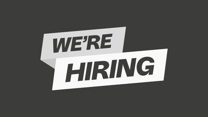 We're Hiring Banner – Dark Background with Grey Stripes