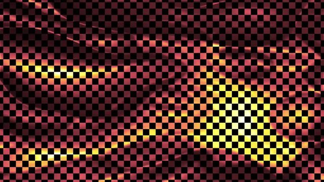 A captivating abstract checkered or wavy grid pattern in vibrant red, orange, and yellow. Creates a dynamic, distorted, or high-energy visual, perfect for creative backgrounds.