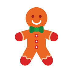 Cute Gingerbread Man Vector on White Background for Christmas