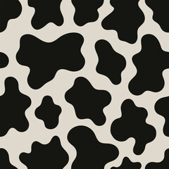 Seamless black and white cow print pattern. Vector classic and trendy animal skin texture, perfect for fashion, home decor, and Western-themed designs. Wild West cow seamless pattern, cowboy print.