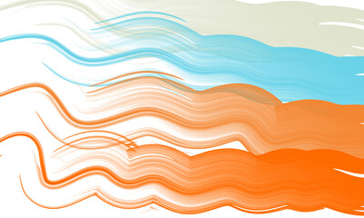 Colorful Curved Brush Strokes with Blue and Orange Tones