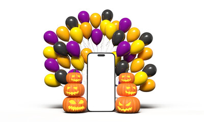 smartphone mobile tablet mockup empty blank white isolate color display device happy halloween day...
