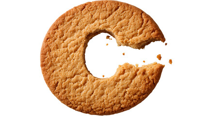 A letter 'C' in cookie style, shaped like a perfectly baked round cookie with a bite taken out, isolated on a Transparent Background