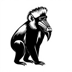 Black Mandrill Animal Icon