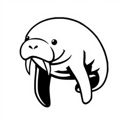 Black Manatee Animal Icon