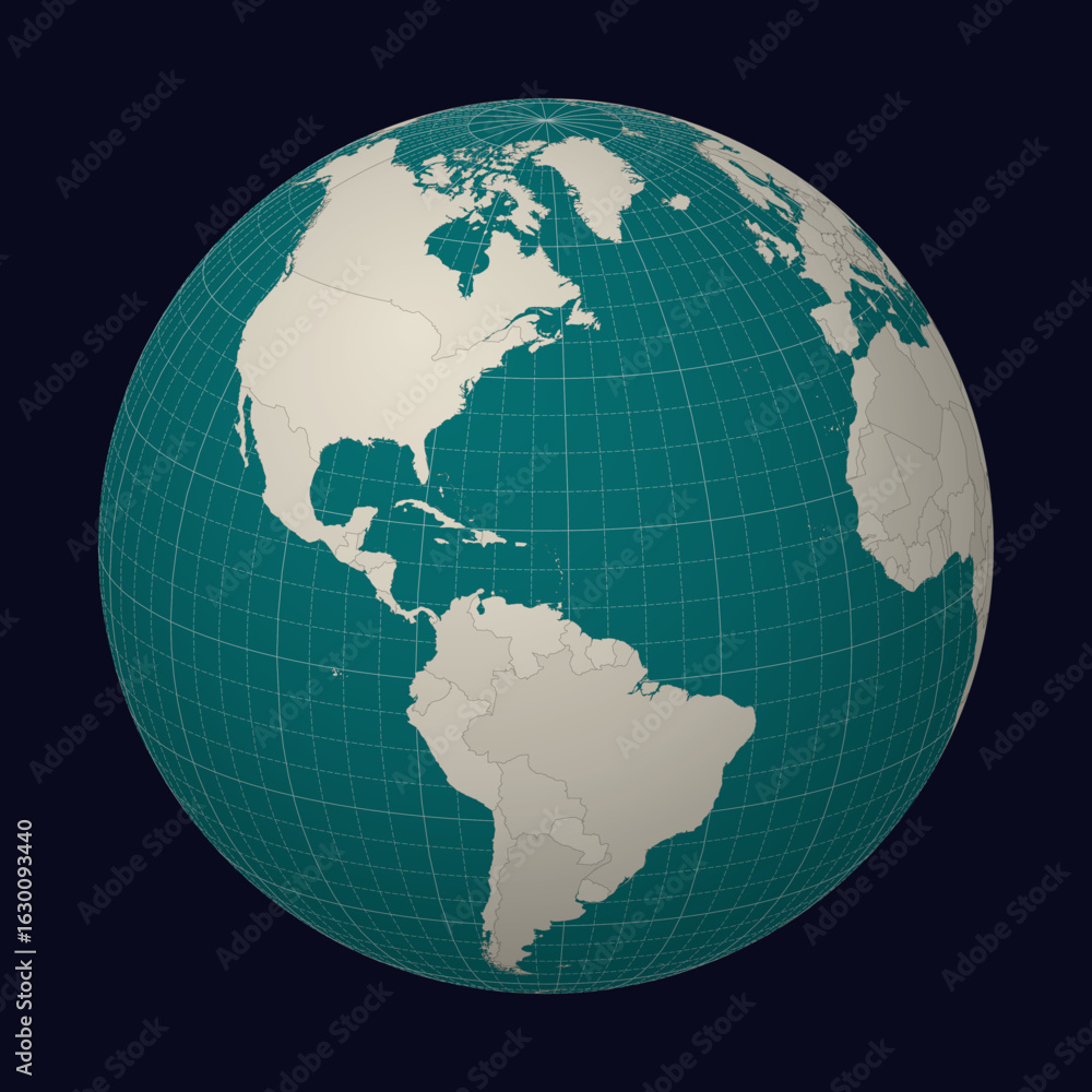 Poster sint maarten on the map. globe centered to sint maarten. country location on the world map. teal pal