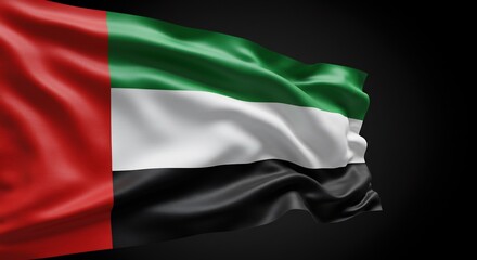 Elegant UAE Flag with Silky Folds and Dramatic Lighting on Black
