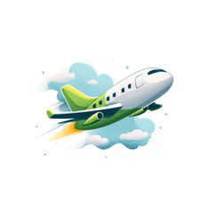 Fototapeta premium Stylized airplane flying through clouds isolated on a transparent background aircraft