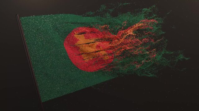 Particle flag animation of Bangladesh. Bangladeshi flag animation. Waving flag stock video